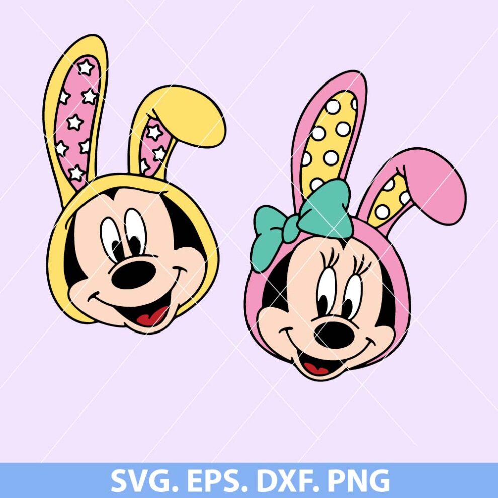 Easter Bunny Mickey And Minnie Svg PNG DXF EPS Cut Files For Cricut And