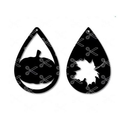 Pumpkin fall leaf tear drop earring template SVG and DXF Cut files