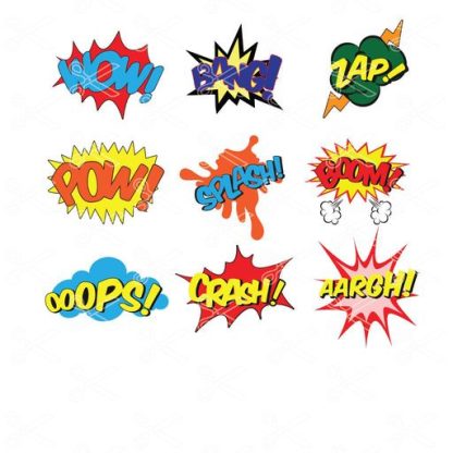 Superhero SVG and DXF files Ooops Wow Pow Bang Zap