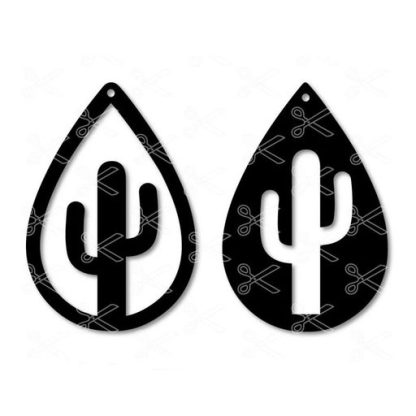 Cactus Tear Drop Earrings SVG Cut File