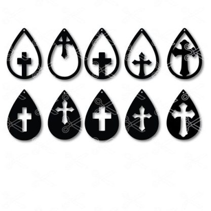 Cross Tear Drop Earrings SVG and DXF Cut files