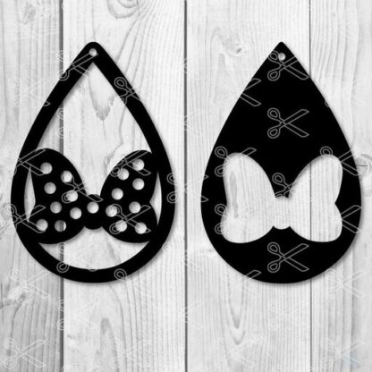 Disney Minnie bow Tear Drop Earrings SVG and DXF Cut files