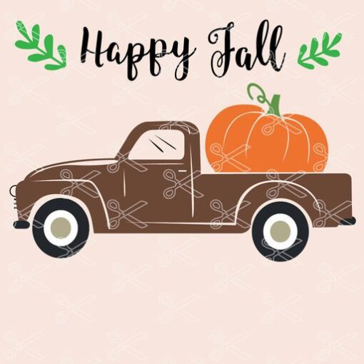 happy fall truck pumpkin svg cut files