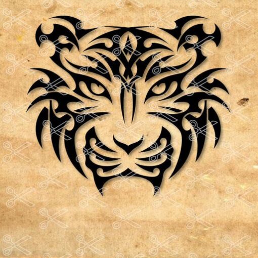 tiger head tatoo svg and dxf cut file