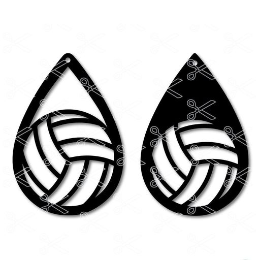 Volleyball Sport Tear Drop Earrings SVG and DXF Cut Files