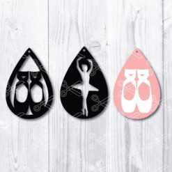 Download Ballet Shoes Tear Drop Earrings SVG and DXF Cut files and use it to your DIY project!