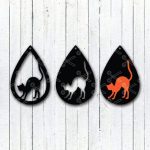 Black Cat Halloween TearDrop Earring SVG DXF
