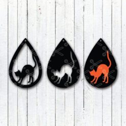 Download Black Cat Halloween Tear Drop Earrings SVG and DXF Cut files and use it to your DIY project!