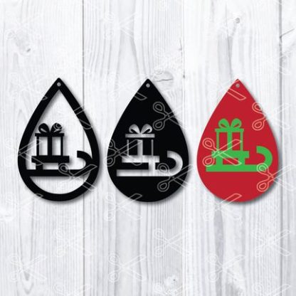 CHRISTMAS-SLEIGHS-PRESENTS-TEAR-DROP-EARRINGS-SVG-AND-DXF-CUT-FILES