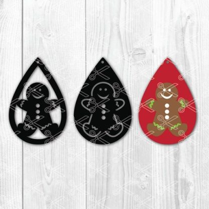 Download Ginger Bread Man Tear Drop Earrings SVG and DXF Cut Files and use it to your DIY project!