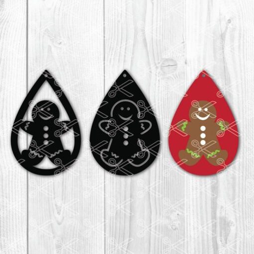 Download Ginger Bread Man Tear Drop Earrings SVG and DXF Cut Files and use it to your DIY project!