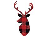 Reindeer Head Buffalo Plaid SVG DXF