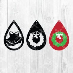 Download Christmas Jingle Bells Advent Wheath Tear Drop Earrings SVG and DXF Cut files and use it to your DIY project!