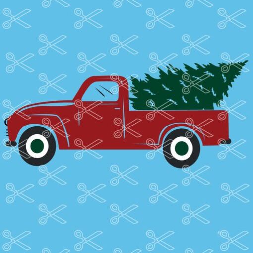 Download Christmas Truck Christmas Tree SVG and DXF Cut files