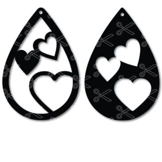 Heart Tear Drop Earrings SVG And DXF