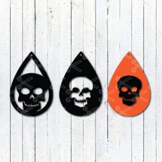 Download Scull Halloween Tear Drop Earrings SVG and DXF Cut files and use it to your DIY project!