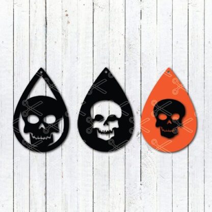 Download Scull Halloween Tear Drop Earrings SVG and DXF Cut files and use it to your DIY project!