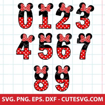 Minnie Mouse Numbers SVG