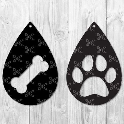 Paw Print TearDrop Earring SVG