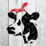 Heifer Cow With Bandana SVG, DXF, PNG, Cut Files