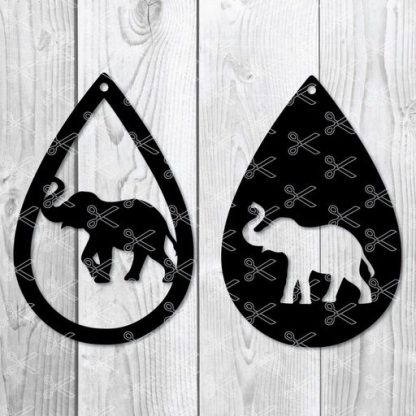 elephant teardrop earring svg