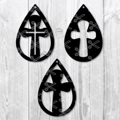Cross Earrings Svg Teardrop Earring Svg Religious Earrings