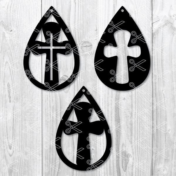 Cross Earring SVG DXF PNG Cut Files