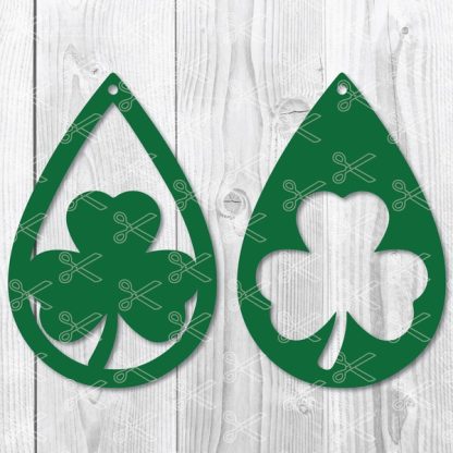 Shamrock St. Patricks Day Teardrop Earring SVG file