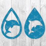 Dolphin Teardrop Earring SVG DXF PNG File