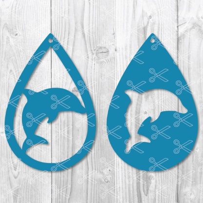 Dolphin Teardrop Earring SVG