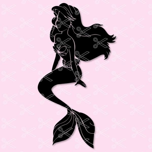 Ariel SVG DXF PNG Cut Files - Mermaid SVG