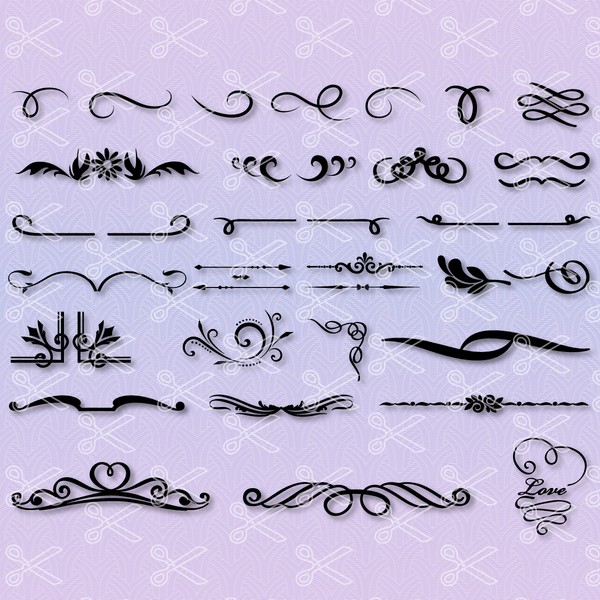 Swirl SVG / Flourish SVG / Swoosh SVG / Stroke Svg / Ornaments Svg /  Decorative Svg / Clipart / Silhouette / Cut file / Cricut