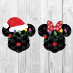 Mickey Mouse and Minnie Mouse in Santa Hat SVG PNG DXF Cut Files for Cricut and Silhouette