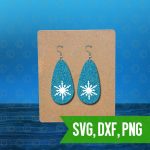 Winter Snowflake Teardrop Earring templates SVG DXF PNG Cut files