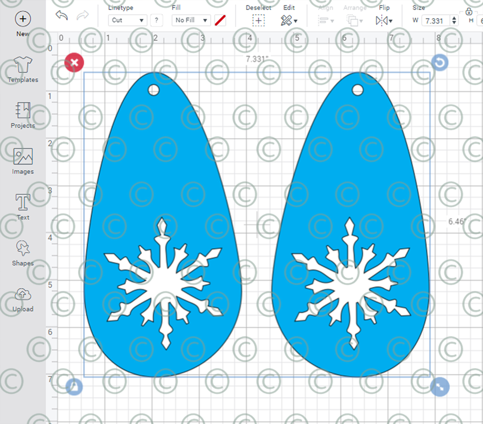tear drop snowflake earrings SVG PNG
