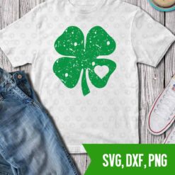 Distressed shamrock heart cutfile St Patrick's day SVG PNG DXF Cutfile