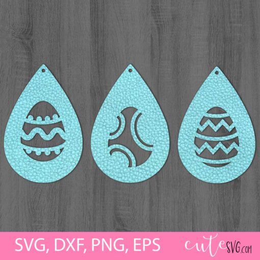 Easter eggs teardrop earrings SVG DXF PNG cut files