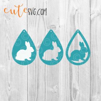 Easter Rabbit, Easter Bunny Tear Drop Earrings SVG DXF PNG Cut files