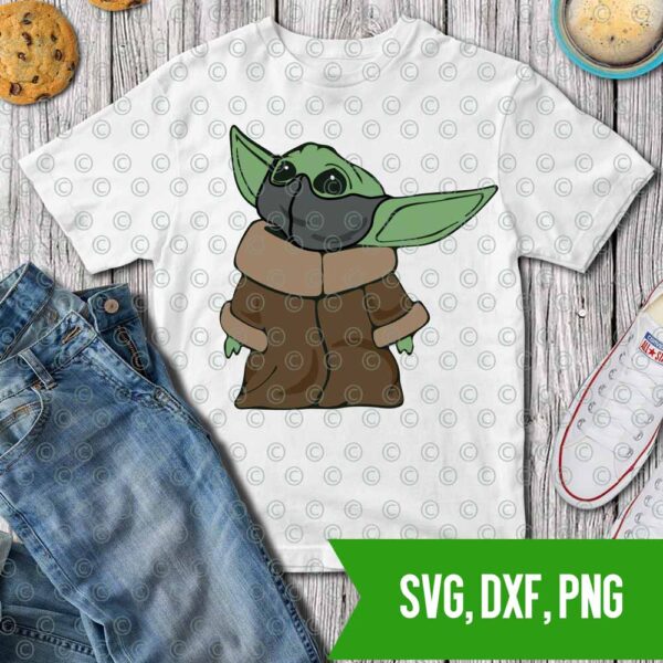 Baby Yoda Mandalorian Quarantine Mask SVG DXF PNG Cut files