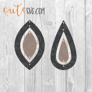 Geometric dangle faux leather earring templates SVG DXF PNG Cutting files