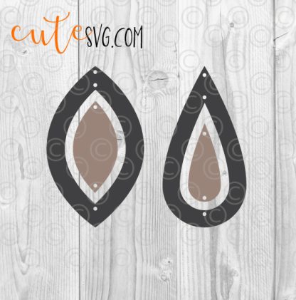 Geometric dangle faux leather earring templates SVG DXF PNG Cutting files