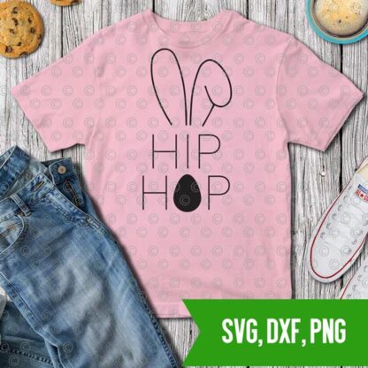 Hip Hop Bunny Easter Bunny Ears T shirt stencil SVg DXF PNG Cut files