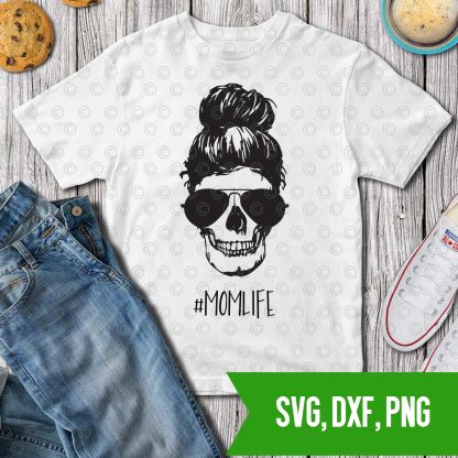 Momlife- skull svg dxf png cut files