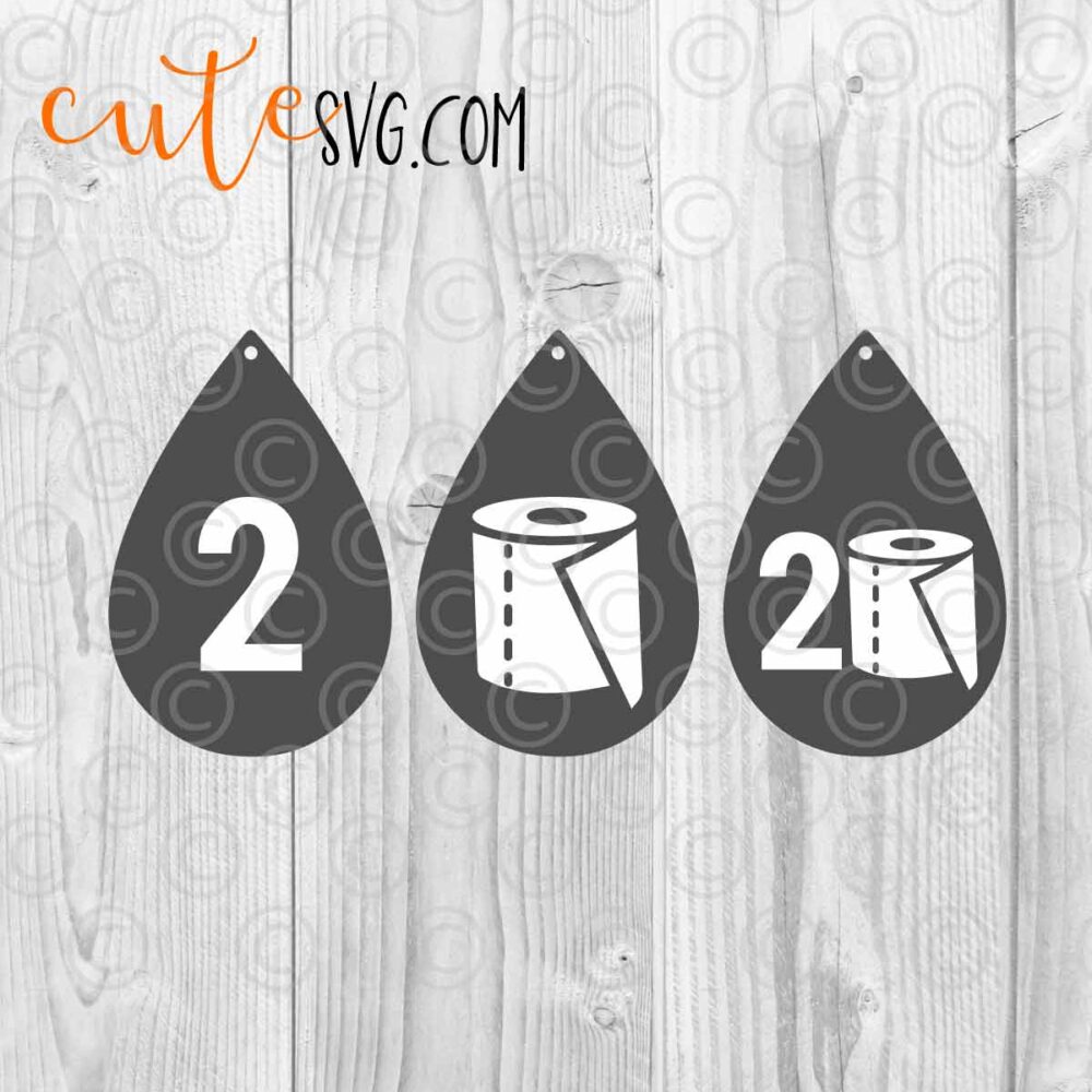 Quarantine 2020 Toilet paper Earrings Template SVG DXF PNG Cut files