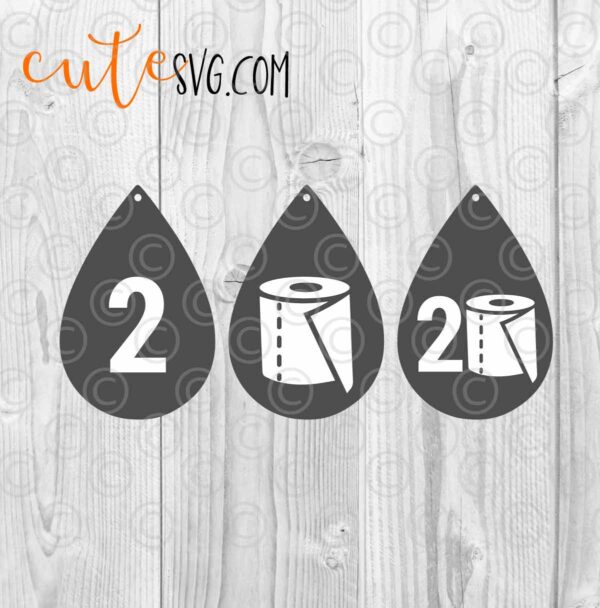 Quarantine 2020 Toilet paper Earrings Template SVG DXF PNG Cut files