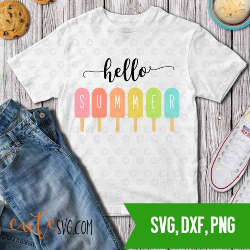 Hello summer ice cream SVG DXF PNG Cut files