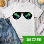 Palm Tree Sunglasses SVG DXf PNG Cut files for Cricut and Silhouette