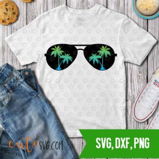 Summer Palm sunglases svg dxf png cut files Cutesvg.com