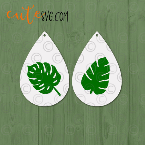 Tropical Leaves Earring Templates SVG DXf PNF Cut files