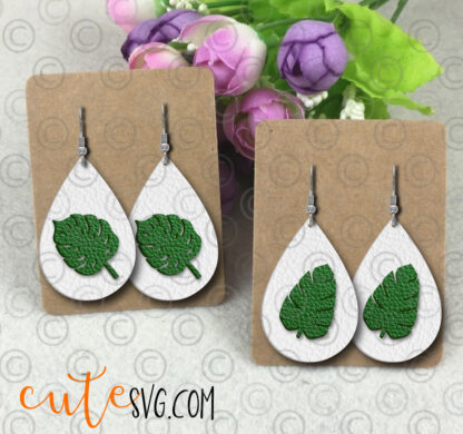 Tropical Leaves Earring Templates SVG DXf PNF Cut files